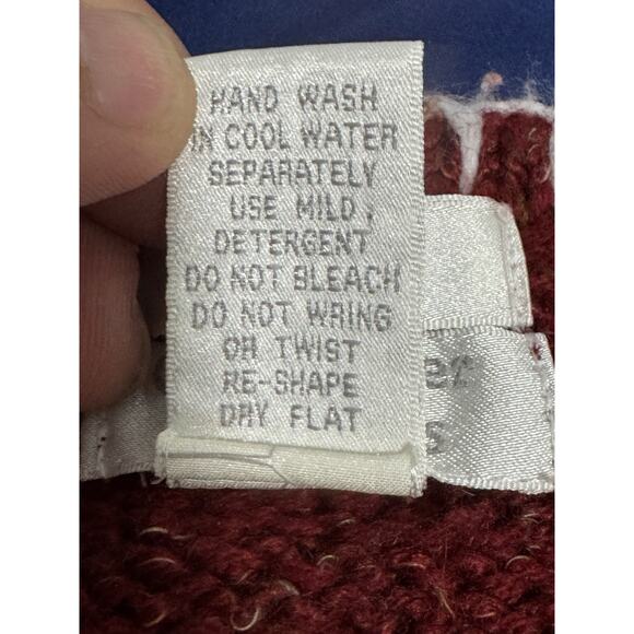 VTG Christopher Banks Med Red Hand Embroidered Christmas Snowman Nature Sweater - Picture 3 of 13